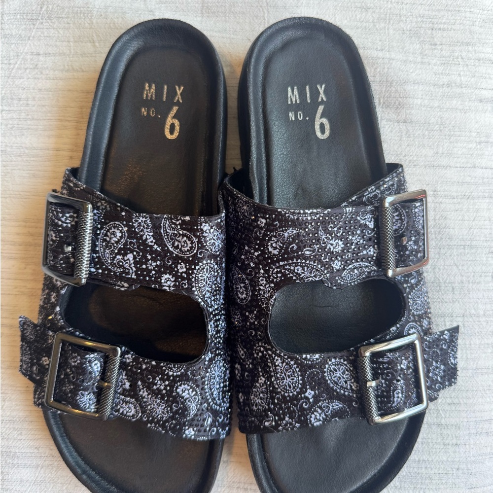 Mix No. 6 Black and White Paisley Sandals